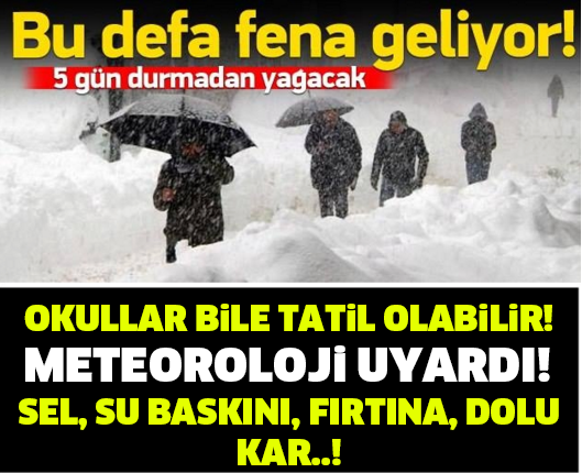 METEOROLOJİ UYARDI! SEL, SU BASKINI, YAĞMUR, KAR..! İŞTE O İLLER..