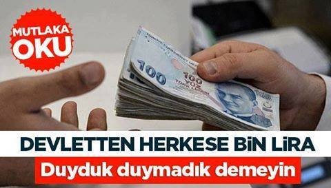 DEVLET HERKESE 1000 TL VERECEK! NASIL MI ?