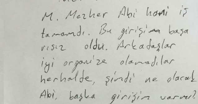 FETHULLAH Mehmet Mezher Gülen'e gönderilmek istendiği belirtilen bir not bulundu...