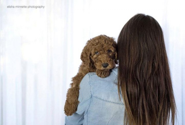 Bebek yerine köpekle poz veren aile !