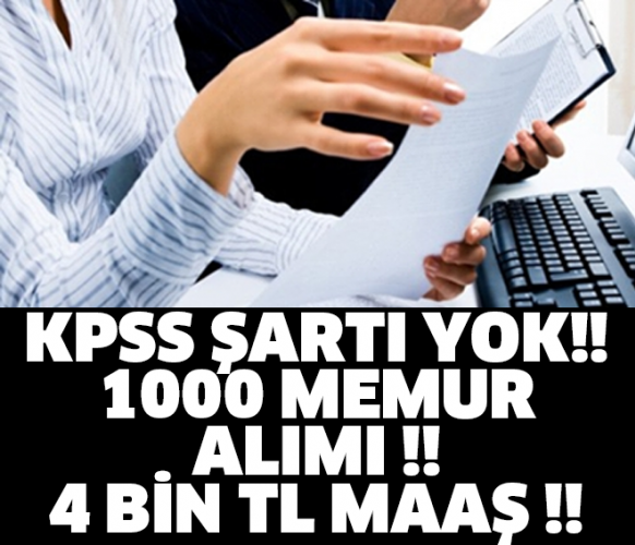 KPSS ŞARTI YOK!! 1000 MEMUR ALIMI !! 4 BİN TL MAAŞ !!