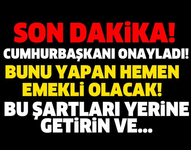 CUMHURBAŞKANI ONAYLADI! BUNU YAPAN HEMEN EMEKLİ OLACAK! HEMEN ŞARTLARI YERİNE GETİRİN VE...